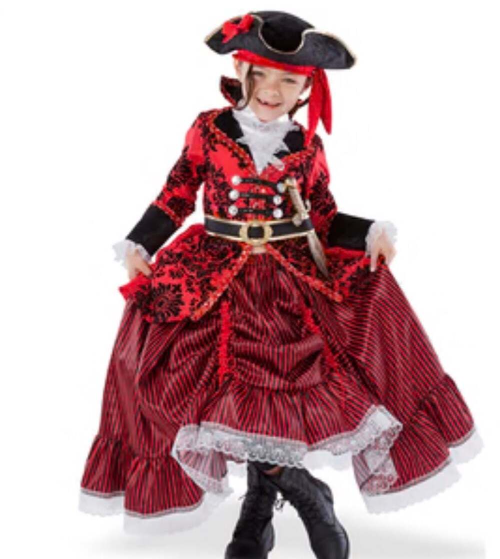 Teetot Red Pirate Princess Deluxe Costume Girls Red Black Dress